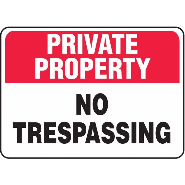 Accuform Private Property Sign, 7 in H, 10 in W, Plastic, Rectangle, English, MATR962VP MATR962VP