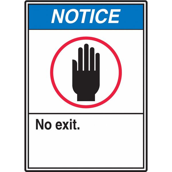 Accuform Notice Sign, No Exit., 14"X10 MRDM825VA