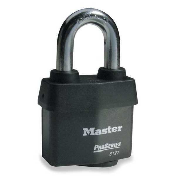 Master Lock Padlock, Keyed Alike, Standard Shackle, Rectangular Steel Body, Boron Shackle, 7/8 in W 6127KA-10G209