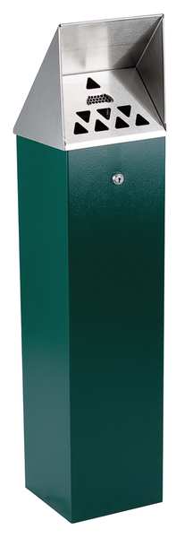 No Butts Bin Co Cigarette Receptacle, 1-3/4 gal., Green HDD03