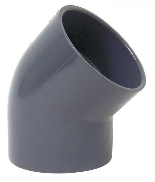 Plastic Supply 45 Degree Elbow, 4 in Duct Dia, Type I PVC, 7-1/8" L PVCED04