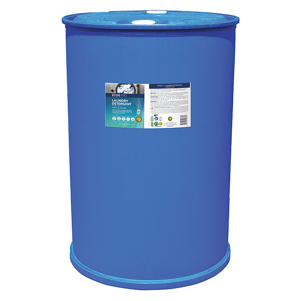 Ecos Pro High Efficiency Laundry Detergent, 55 gal Drum, Liquid, Unscented, Blue PL9764/55