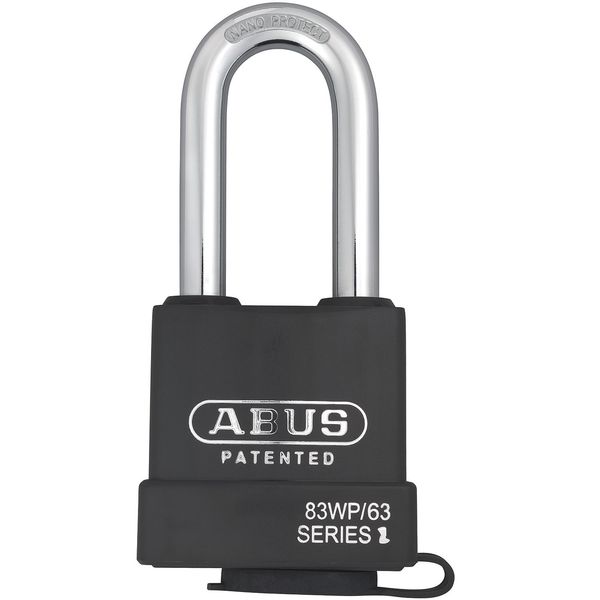 Abus Padlock, Keyed Different, Long Shackle, Rectangular Hardened Steel Body, Steel Shackle, 7/8 in W 83WP/63HB-63 KD