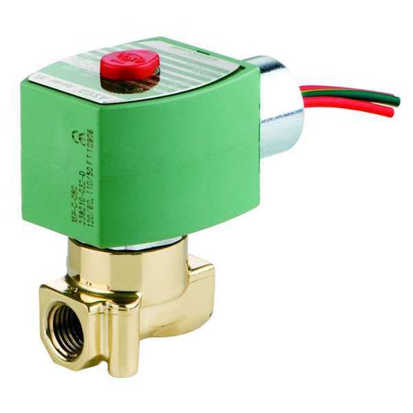 Redhat 120V AC Brass Solenoid Valve, Normally Open, 1/4 in Pipe Size 8262H265