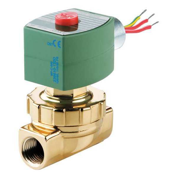 Redhat 240V AC Brass Steam and Hot Water Solenoid Valve, Normally Closed, 3/4 in Pipe Size 8220G409