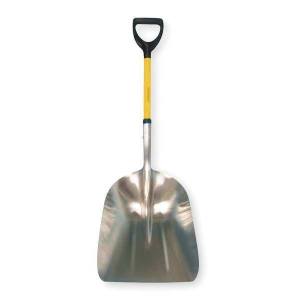 Ampco Safety Tools Scoop Shovel, Aluminum Blade, 23 in L Yellow Fiberglass Handle S-80FG