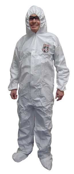 International Enviroguard Hooded Disposable Coveralls, 25 PK, White, Fabric, Zipper 8019-3XL