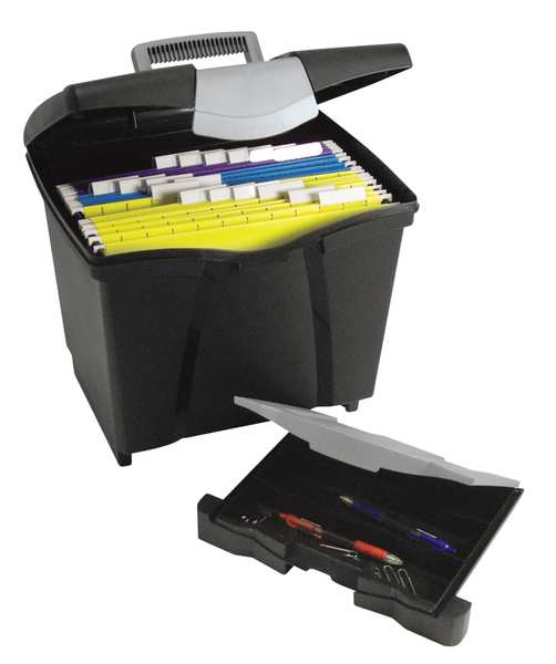 Storex File Storage Box with Drawer, Letter, Blk STX61523U01C