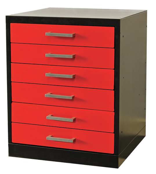 Hallowell Drawer Pedestal, 18 x 24 x 32H, Black/Red FKWP8432-6D-BR-HT