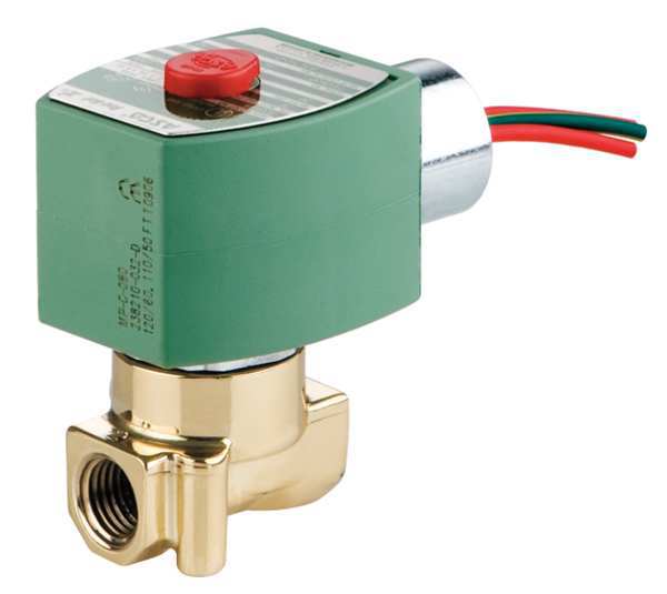 Redhat 120V AC Brass Fuel Oil Solenoid Valve, Normally Closed, 1/4 in Pipe Size 8262H021V