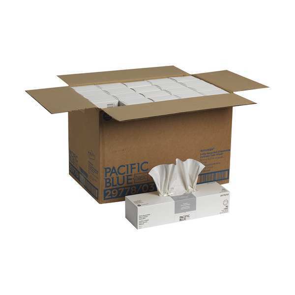 Georgia-Pacific Dry Wipe, White, Box, Recycled Fiber, 70 Wipes, 15 in x 16 3/4 in, 20 PK 29778/03