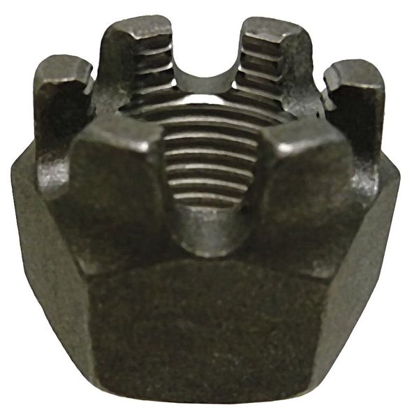 Zoro Select 5/8"-18 Grade 5 Plain Finish Steel Round Slotted Castle Nut, 25 pk. 371205G