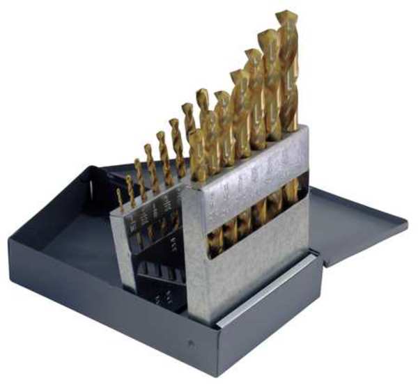 Chicago-Latrobe 15PC 135° Heavy-Duty Jobber Length Drill Set Chicago-Latrobe 150ASP-TN TiN HSS 1/16-1/2x1/32 41797