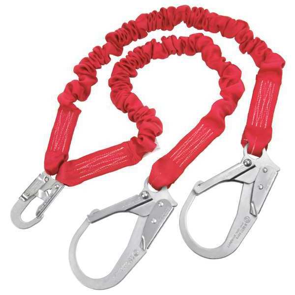 PRO 6' Stretch Energy Absorbing Lanyard: Rebar Hooks, Rescue Rings