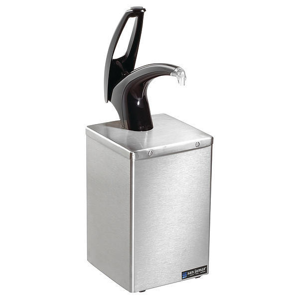 San Jamar Condiment Pump with Box, Black, Stainless P4800BK