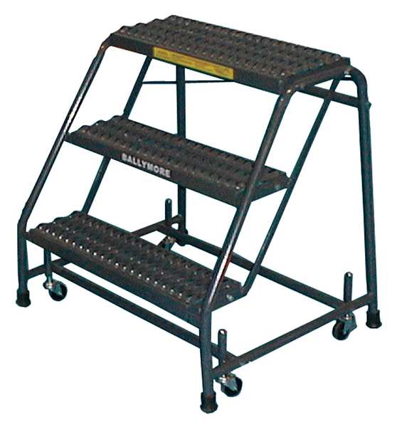 Ballymore 28 1/2 in H Steel Rolling Ladder, 3 Steps, 450 lb Load Capacity 318XSU