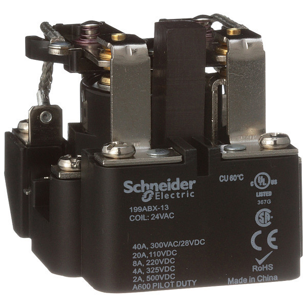 Schneider Electric Open Power Relay, 8 Pin, 24VAC, DPDT 199ABX-13