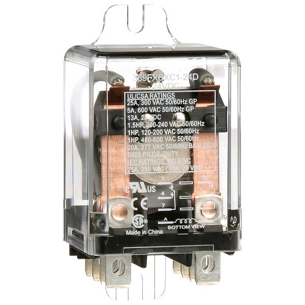 Schneider Electric Enclosed Power Relay, Surface (Side Flange) Mounted, DPDT, 24V DC, 8 Pins, 2 Poles 389FXBXC1-24D