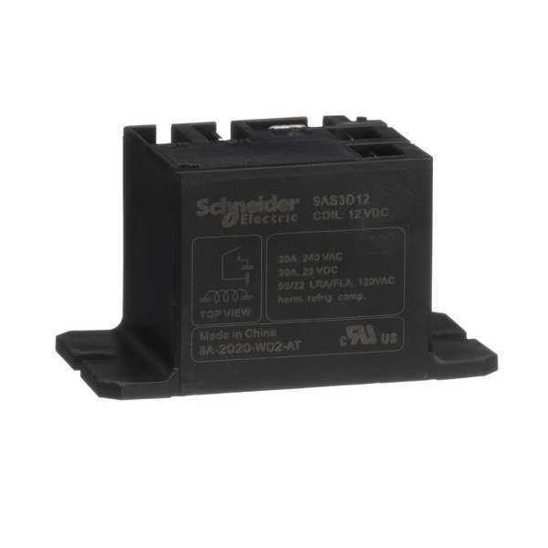 Schneider Electric Enclosed Power Relay, Surface (Top Flange) Mounted, SPST-NO, 12V DC, 4 Pins, 1 Poles 9AS3D12