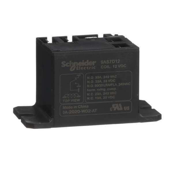 Schneider Electric Enclosed Power Relay, Surface (Top Flange) Mounted, SPDT, 12V DC, 5 Pins, 1 Poles 9AS7D12