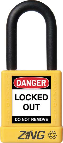 Zing Lockout Padlock, KD, Yellow, 1-3/4"H 7038