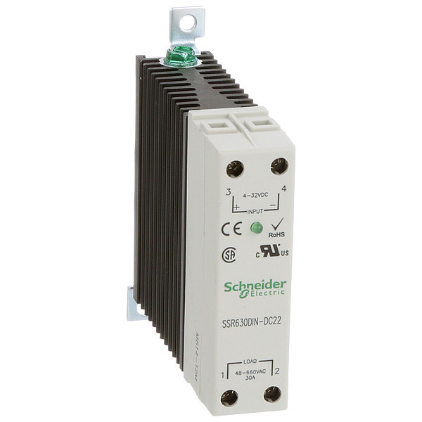 Schneider Electric Solid State Relay, 4 to 32VDC, 30A SSR630DIN-DC22
