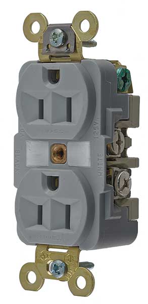 Hubbell 15A Duplex Receptacle 125VAC 5-15R GY HBL5262GY