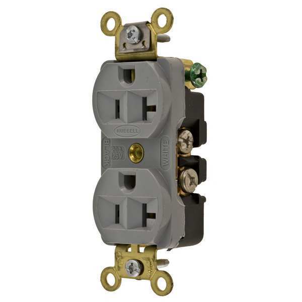 Hubbell 20A Duplex Receptacle 125VAC 5-20R GY HBL5352GY