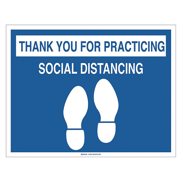 Stranco Social Distancing Floor Sign, 14 in H, 18 in W, Vinyl, Rectangle, English, FS-1418-002 FS-1418-002
