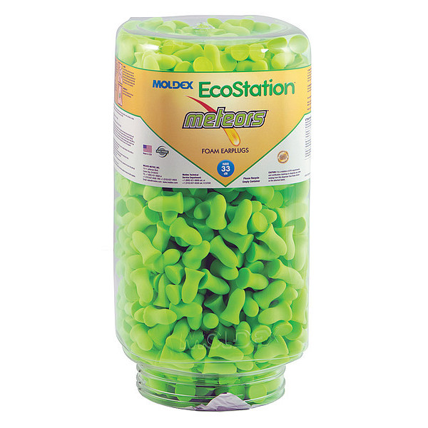 Moldex Disposable Uncorded Ear Plug Dispenser Refill, Bell Shape, 33 dB, 500 Pairs, Green 6708