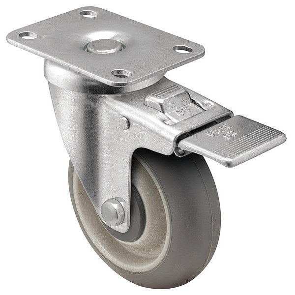 Shepherd Caster 5" X 1-1/4" Non-Marking Monotech (Donut) Swivel Caster, Top Lock Brake, Loads Up To 300 lb PGT50120ZN-DMT32(GG)