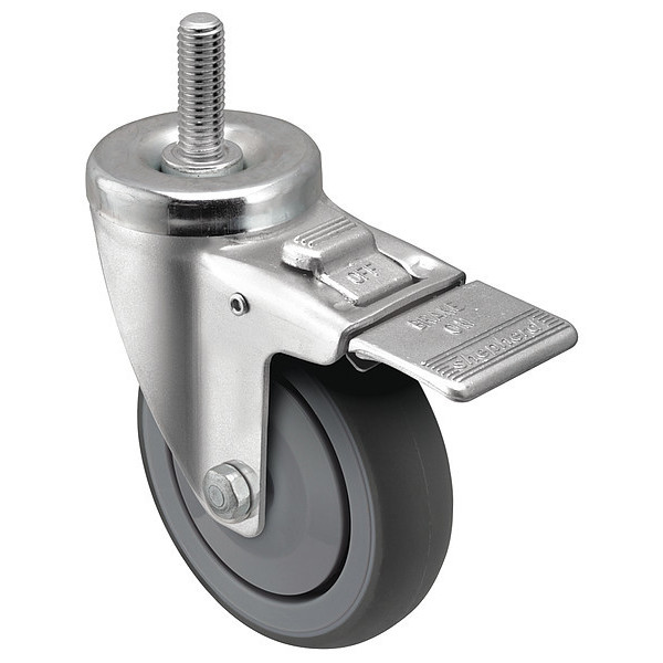 Shepherd Caster 3" X 1-1/4" Non-Marking Rubber Thermoplastic Swivel Caster, Top Lock Brake, Loads Up To 210 lb PGT30748ZN-TPR33(GG)