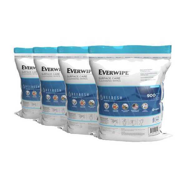 Everwipe Cleaning Wipes, White, 8 in x 6 in, Lemon 900 Count, 4 Pack 11100