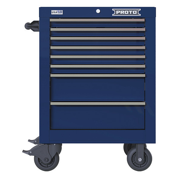 Proto Velocity Rolling Tool Cabinet, 8 Drawer, Blue, Steel, 27 in W x 22-1/2 in D x 38-1/2 in H JSTV2739RS08BL