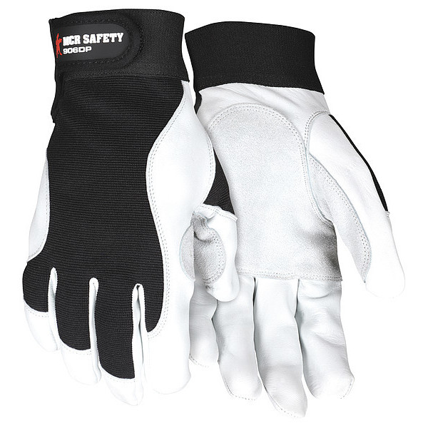 Mcr Safety Mechanics Gloves, M ( 8 ), Black/White 906DPM