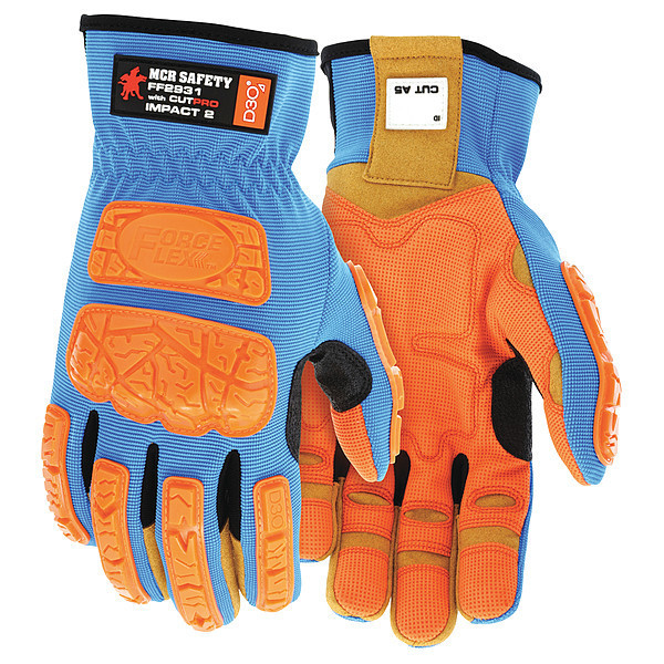 Mcr Safety Mechanics Gloves, 2XL ( 11 ), Beige/Blue FF2931XXL