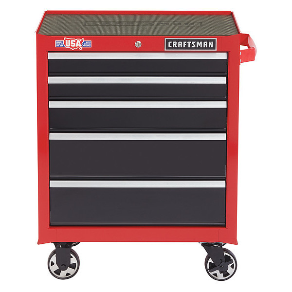 Craftsman 2000 Rolling Tool Cabinet, 5 Drawer, Red, Steel, 26 1/2 in W x 18 in D x 34 in H CMST22752RB