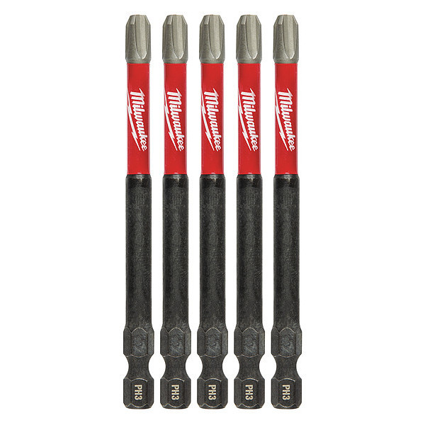 Milwaukee Tool 3-1/2 in. Phillips #3 SHOCKWAVE Impact Duty Power Bit (5 pk) 48-32-4566