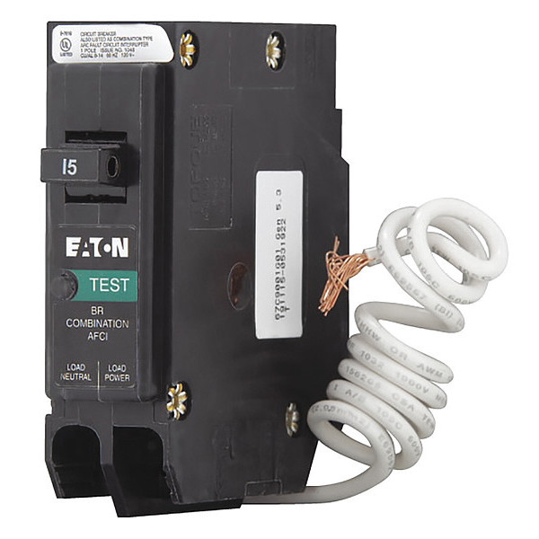 Eaton Circuit Breaker, BR Series 15A, 1 Pole, 120V AC BRN115AF