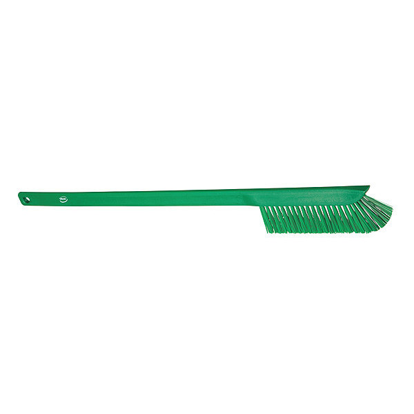 Vikan 59/100 in W Wand Brush, Medium, 17 in L Handle, 2 9/25 in L Brush, Green, Plastic 41972