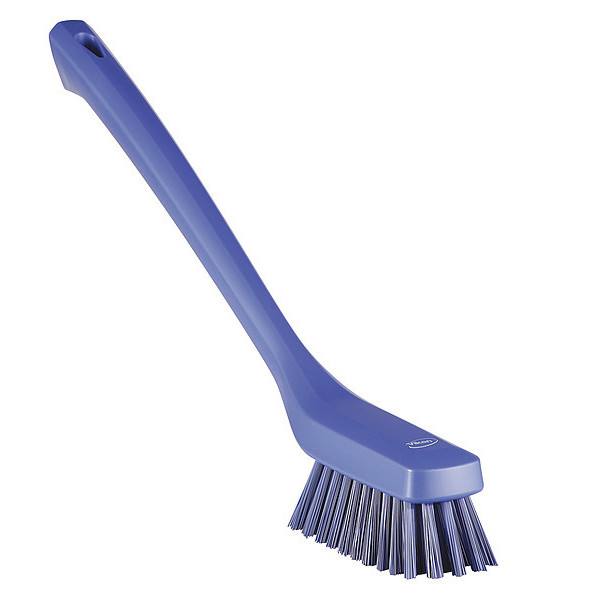 Vikan 1 73/100 in W Scrub Brush, Stiff, 12 in L Handle, 4 33/100 in L Brush, Purple, Plastic 41858