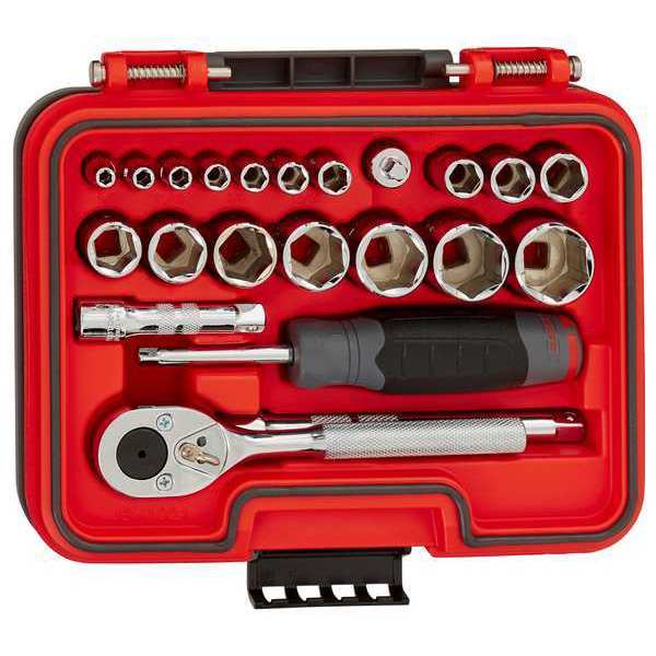 1/4 in, 3/8 in Drive Socket Set, SAE, 22 pcs