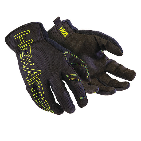 Hexarmor Mechanics Gloves, L ( 9 ), Black/Lime 2133-L (9)