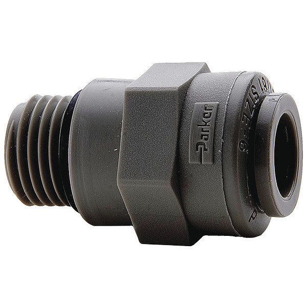 Trueseal Push-to-Connect, Threaded Connector, 3/8 in Tube Size, PVDF, Black FB6ST9-HBLK