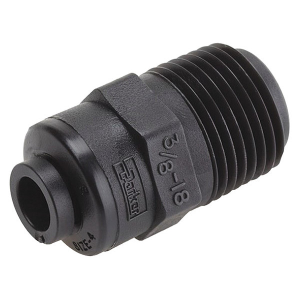 Trueseal Push-to-Connect, Threaded Male Connector, 3/8 in Tube Size, PVDF, Black FB6MC6-HBLK