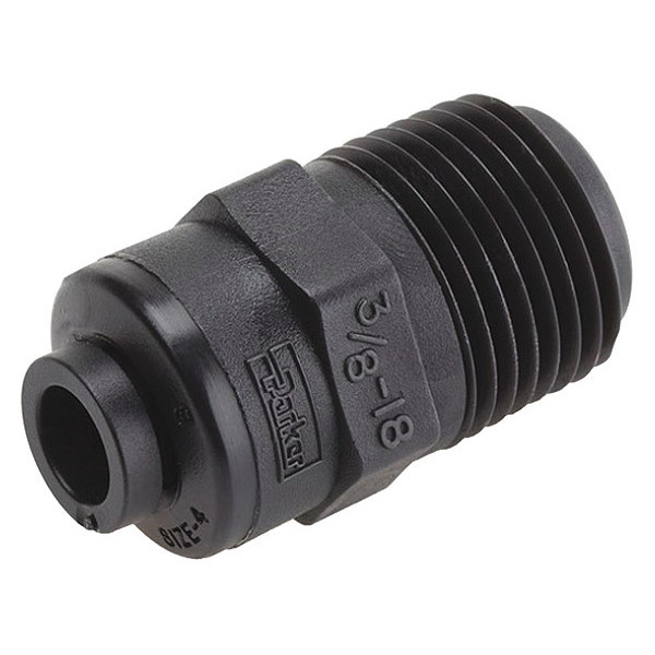 Trueseal Push-to-Connect, Threaded Male Connector, 3/8 in Tube Size, PVDF, Black FB6MC4-HBLK