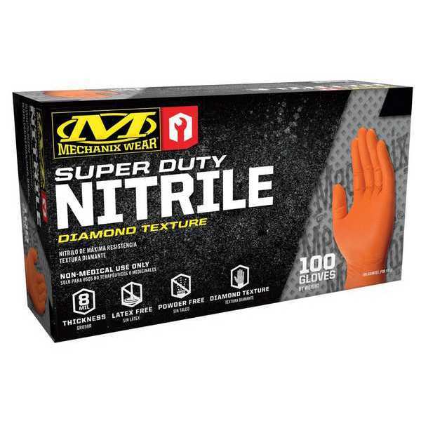 Mechanix Wear Disposable Gloves, Nitrile, Powder-Free, XL (Size 11),  Orange, 100 Pack