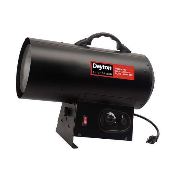 Dayton Gas Heater, Portable, Quiet, LP, 60,000 Btu 60PG22