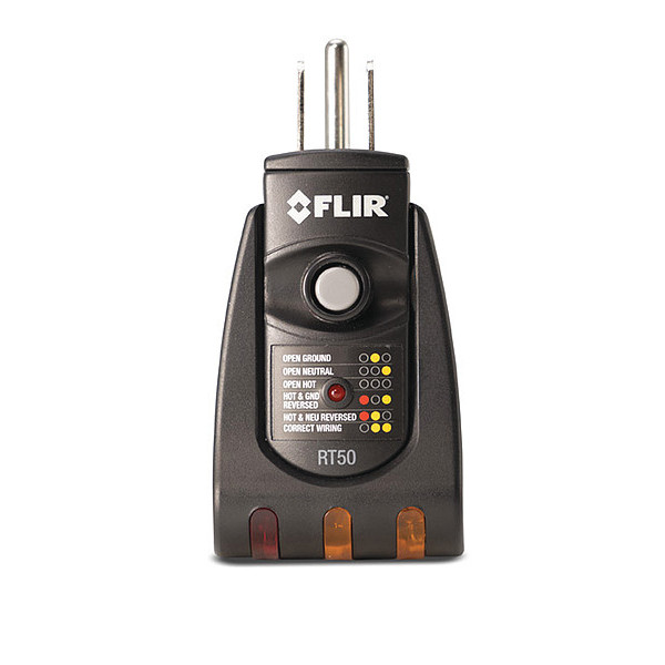 Flir Receptacle Tester, GFCI, 110 to 125V AC RT50