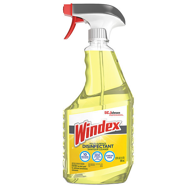 Windex Liquid Multi-Surface Disinfectant Cleaner, Unscented, Trigger Spray Bottle, 8 PK 322369